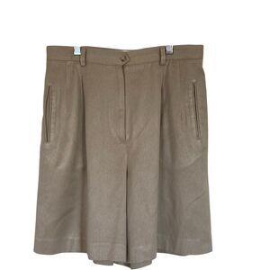 Vintage 80"s Haley Womens High Rise Pleated Shorts‎ 12 Khaki 7" Inseam Dressy